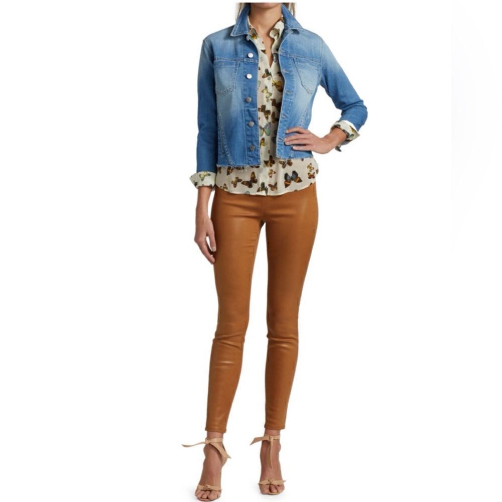 L’AGENCE coated skinny jeans in tan Rochelle high rise pull on legging. L/G - Picture 9 of 9